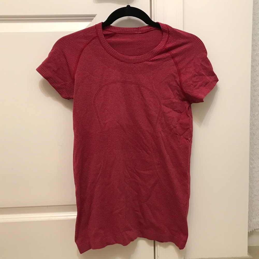 Pink Striped Swiftly Lululemon Top